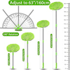 WillingHeart 63" Car Wash Mop Brush Tool Mitt with Long Handle Length More Suitable for Washing Cars Truck, SUV, RV, Trailer, 2 in 1 Chenille Microfiber Duster Not Hurt Paint Scratch Free, Green