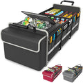 Large Trunk Organizer for SUV with Premium Portable Cooler Bag, Car Organizers and Storage with Foldable Cover, Collapsible Car Trunk Bed Organizer for Truck, 2 Retractable Straps, 90L+20L, Black-C
