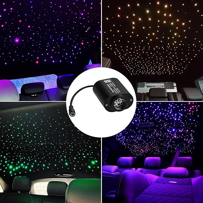 6W Small Size Starlight Headliner Kit, 350pcs*9.8ft Fiber Optic Car Ceiling Lights with Twinkle & Music Sync, APP & Remote Control Control for Car/Home Decoration, RGBW Starlight Engine