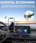 Car Phone Holder for Kia Seltos 2024 2025 Accessories Apply to 8/10.25 Inch Touchscreen 15W Fast Wireless Charger Screen Fixed Clip HandsFree Cell Phone Mount 360° Rotation