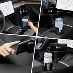 This Hill Cup Holder Phone Charger, 15W Fast Charging Auto Clamping, Phone Holder for Cup Holder Charger with Adjustable Base & 360° Rotation Compatible for All Smartphones(with Car Adapter)