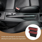 HARFINGTON 2pcs Car Seat Gap Filler Organizer 10.2 x 6.5 x 3.1 Inch ABS+Leather Universal Car Organizer Storage Box Between Seat and Console (Left+Right) with Cup Holders for Phone Keys, Red