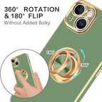 VENINGO Compatible with iPhone 14 Case, Slim Fit Soft 360° Ring Holder Kickstand Magnetic Car Mount Supported Easy Clean Shockproof Protective Cover for iPhone 14 6.1" 2022,Matcha Green