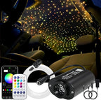 AKEPO 6W Mini Size Twinkle RGBW Fiber Optic Lights, 300pcs 0.03in 9.8ft/3m APP Control Music Activated Optical Fiber Star Ceiling Light Kit for Home and Car Starlight Headliner kit
