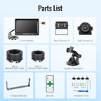 4-Wired Backup Camera System, 7" DVR Quad Screen Rear Side View Cameras, IP69 Waterproof IR Night Vision, 20G Vibration-Proof for Trailer/RV/Tractor/Combine/Skid Steer/Van/Heavy Equipment, Y2