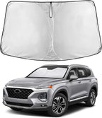 EcoNour Windshield Sunshade Compatible for Hyundai Santa Fe 2013-2016 2017 2018, Sun Visor for Front Windshield & Window Sun Shade Cover, UV Heat Blocker & Protector, Car Accessories
