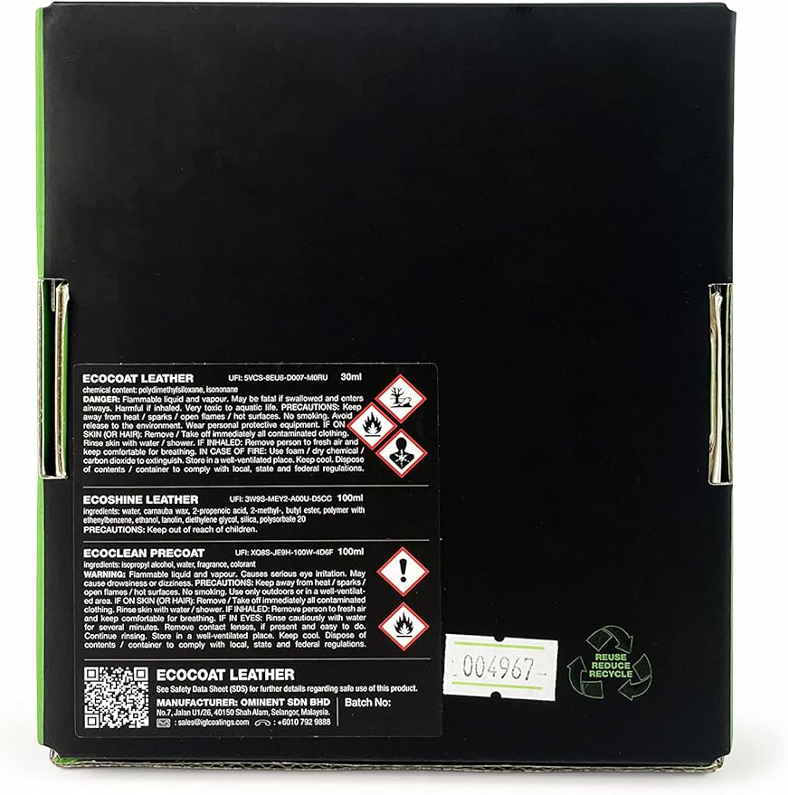 IGL Ecocoat Leather, Protector Against Liquid Stains and UV (30ml) - Natural Leather & Artificial Safe