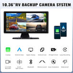 1080P Backup Camera System Kit with CarPlay,10.36" Touch Screen Reversing Monitor with Record Function,Night Vision DVR,IP68 Waterproof,Reverse/Side View Camera for RV/Semi Box Truck(12-36V)