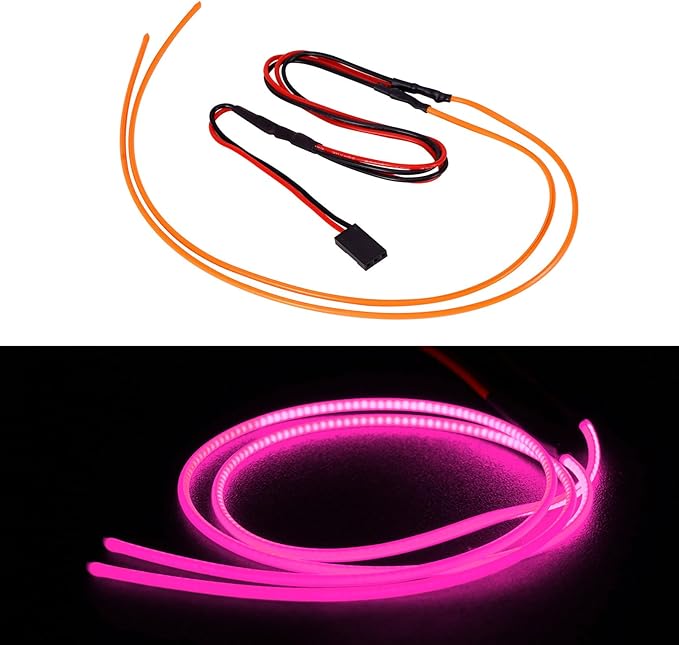 INJORA RC LED Strip Lights Flexible Cuttable for TRX4M SCX24 1/24 1/18 Crawlers Upgrade(Blue, Red and Pinkish Purple)
