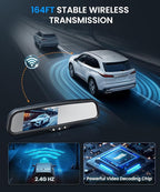 Auto-Vox Rear View Mirror Backup Camera: 4.3'' OEM HD Wireless Backup Camera with Intelligent Light Sensing Display System,IP69 Waterproof, Clear Night Vision Back Up Camera for Car, Truck & Pickup