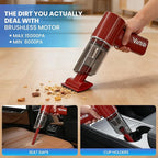 Vinid 8000mAh Cordless Car Vacuum Cleaner, 80W High Power Handheld Vacuum with Strong Suction, Portable Air Duster/Blower, Type-C Fast Charging for Car, Home, Office Desk, Pet Hair, Red