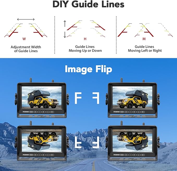 2 Wireless Backup Camera with 7" 1080p Monitor, RV Backup Camera for Furrion Pre-Wired, Recording 4-Channel Split Screen, IR Night Vision, IP69 Wide Angle, Back up Camera Systems for Truck Trailer