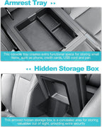 CDEFG 4Pcs for 2024 2025 2026 Lexus GX 550 Center Console Organizer 2024-2026 GX550 Accessories Middle Console & Armrest Hidden Storage Box & Cup Holder & Wireless Charging Mat(Not for Cool Box)