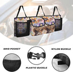 Floral Highland Cow Car Trunk Organizer Sturdy Trunk Hanging Storage Bag with 4 Compartments Backseat Car Organizer for SUV,Truck,Van