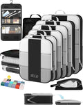 10 Set Compression Packing Cubes for Travel Essentials,Compressible Expandable Packing Cubes for Suitcase,OlarHike Luggage Organizer Bags for Travel,Handy Helper for Organizing Clothes(Black)