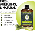 Lemongrass Essential Oil 4 Fl Oz with Dropper and Sprayer - 100% Pure and Natural - Hair Care, Home Diffusers, Skin Care, Aromatherapy, Massage and Humidifiers, and Garden Care