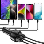 USB C Car Charger Adapter, 5 Ports 75W PD 3.0 Car Phone Charger Fast Charging Compatible with iPhone 16/15/14/13 Pro Max Series, iPad Pro, Galaxy S24/S23/S22/Note 20, Android, Pixel.