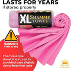 Premium XL Shammy Towel for Car - 2pk (34"x25") - Super Absorbent Chamois Cloth for Drying - Spots & Scratch-Free, Reusable