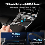 Retractable Car Charger USB C, 90W Phone Cigarette Lighter Adapter USB-C Fast Charging Plug Car Accessories for iPhone 17 16 15 Pro Max, iPad, Android, Built-in Type-C Cable, Gifts for Women Men