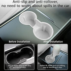 TOPABYTE 3PCS Center Console Accessories for Tesla Model Y 2021-2024 and Model 3 2021-2023 Cup Holder Insert, Screen Edge Protector Frame, Silicone Wireless Charger Mat, White