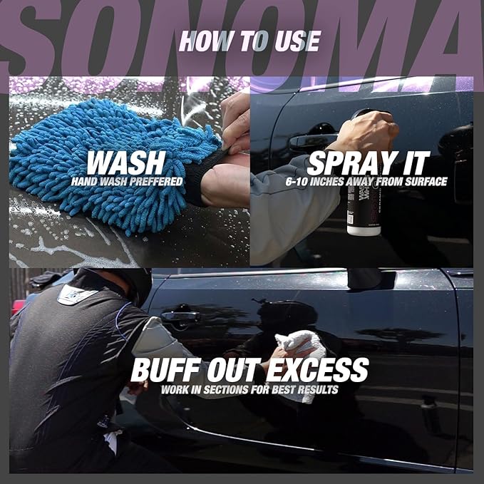 WASH&WHIPS Sonoma Ceramic Finishing Spray 9H: Easy to Use, No Cure Time, After Car Wash - Shields from Sun & Stains, Hydrophobic For Cars, RVs, & Bikes - w/Edgeless Towel