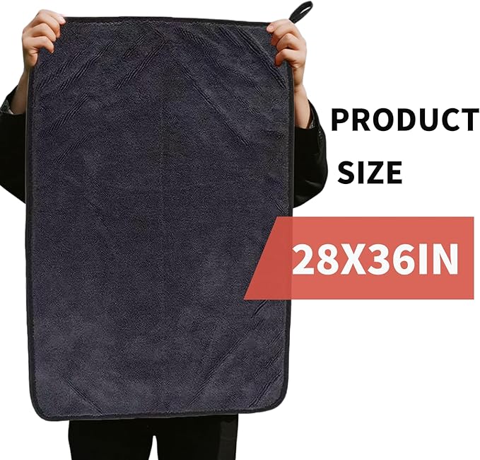 Flash Detail Towel, Black Extra Large 28"X36"Professional Microfiber Car Drying Towel,No Scratch Ultra Absorbent Drying Cloth,for Automotive Detailing Cleaning Accessories Interior and Exterior Wash