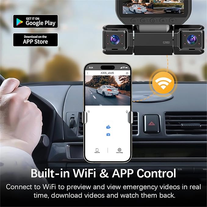 Nexvo Quadguard 360 Pro Dash Cam, 4k 4 Channel Dash Cam, 360° Dash Cam Front and Rear View 4 Channel Dash Camera, Built-in GPS, 8 Ir Night Vision, G-Sensor, 24h Parking Mode (X145-WIFI24H)