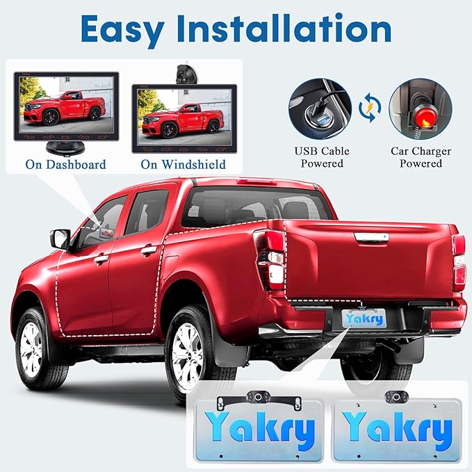 7-inch Backup Camera Ease-Setup for Cars: HD 1080P Touch Key Rear View Camera Real Time Image - Waterproof Reverse Camera for Van SUV Truck Y16