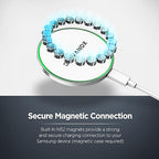 GALVANOX Compatible with MagSafe Wall Mounted Magnetic Wireless Charger, (15W) Fast Charging, Stick-on Adhesive Design with Removable USB-C Cable (5FT) White