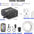 16W Twinkle Starlight Headliner Kit, 500pcs of (0.03+0.04+0.06in)*9.8ft Fiber Optic Strands Bluetooth APP/Remote/Music Control, RGBW Star Ceiling Light Kit+Adapter+Car Use Plug for Car
