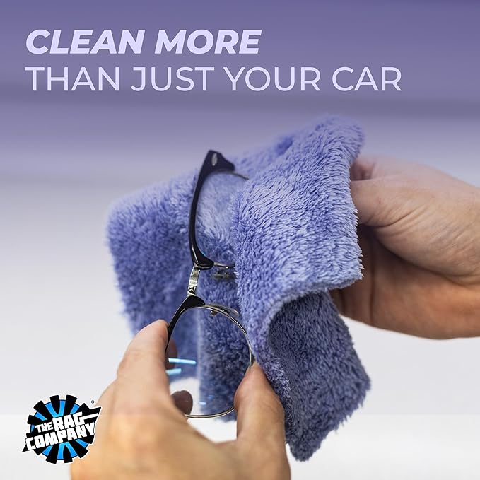 The Rag Company - The Eaglet 350 - Professional Korean 70/30 Blend; Super Plush Microfiber Detailing Towels; Perfect for Wheels, Mirrors, and More; 350GSM; 8inx8in, Lavender (10-Pack)