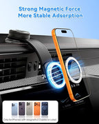 CloudValley for MagSafe Car Mount Detachable, 360° Adjustable Memory Alloy Arm Bendable Car Mount, Phone Holders for Car Dash Compatible with iPhone 17/16/15/14/13/12 & All Smartphones