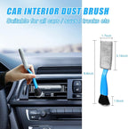 Ziciner 2 PCS Double Head Brush for Car Clean, Soft Auto Interior Duster Detailing Brushes, Universal Vehicle Dashboard Screen, Air Vents, Computer etc Cleaning Tool Accessories (Black+Blue)