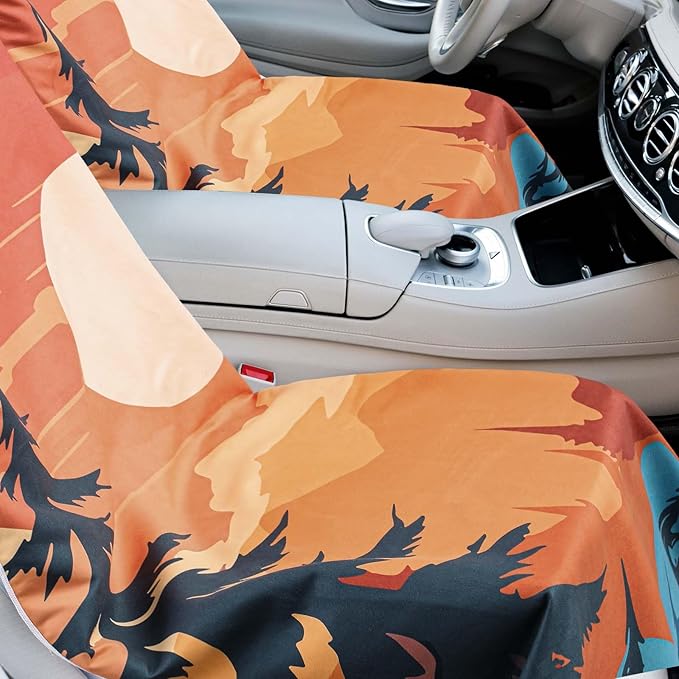 Hahafelt 2 Pack Car Seat Towel Covers with Storage Bag, 63 x 32 Inch Universal Non Slip Waterproof Sweat Protector for Car Truck, Gym Swimming Running, Machine Washable (Sunset)