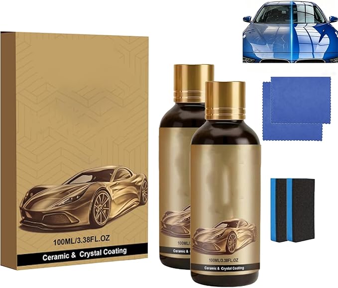 Ceramic Car Coating Kit - Crystal Serum, Advanced Graphene Ceramiccoating, Crystal Coating For Car, For Auto Car Detailing, Gloss Hydrophobicity Anti Scratch (2pcs)