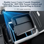 BIBIB0 2Pack 2025 2026 Tucson Limited Center Console Organizer for 2026 2025 Hyundai Tucson(Limited)/Tucson Hybrid/Tucson Plug-in Hybrid Armrest Inserts Tray -ONLY Fit Electronic Shift-Double Layers