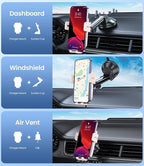 Wireless Car Charger, MOKPR 15W Fast Charging Auto-Clamping Car Mount Hands-Free Car Charger Mount for Dash Windshield Air Vent Compatible with iPhone 16 15/14/13/12, Samsung S23/S22/S21 Pink