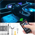 Car Atmosphere Light Kit 6m Fiber Optic RGB Multicolor Sound Active Music Sync Memory Function RF Remote Controller USB Car Interior Ambient Lighting Kit DC 12V