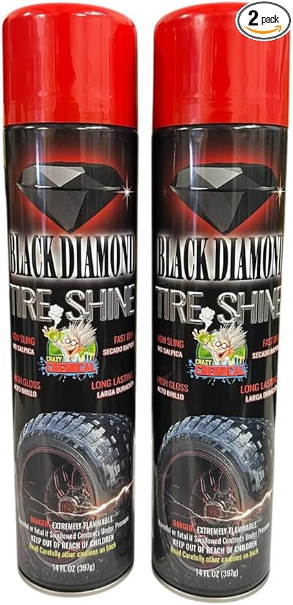 Black Diamond Tire Shine Spray - Extreme Gloss, Long Lasting, No Sling, Wet Look - 14 oz (Pack of 2)