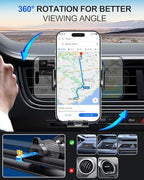 Wireless Car Charger, Phone Holders for Your Car 15W Fast Charging Auto Clamping, Air Vent Car Phone Mount for iPhone 17 16 15 14 13 Mini Pro Max XR, Samsung Galaxy S25 Ultra S24 S23 S22 S21