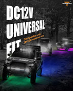 Auxbeam 4 Pods RGB LED Rock Lights, Bluetooth& Remote Control Multi Color-Changing Wheel Well Lights w/Brake Mode, Music & Voice Sync Underglow for Trucks UTV Car Boat Waterproof, 1 Year Warranty