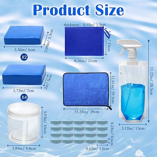 400g+100g Car Clay Wash Mud Set, 6P Magic Clay Bars Cleaner/ 20P Lubricant Tablets/Spray Bag/Gloves/Towel for Auto Detailing