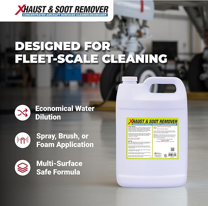 Corrosion Technologies Xhaust & Soot Remover, Superconcentrated Cleaner Degreaser For Exhaust Soot, Belly Grime, Brake Dust & Bug Splats, Multi Purpose Aircraft & Fleet Cleaning Solution, 1 Gallon