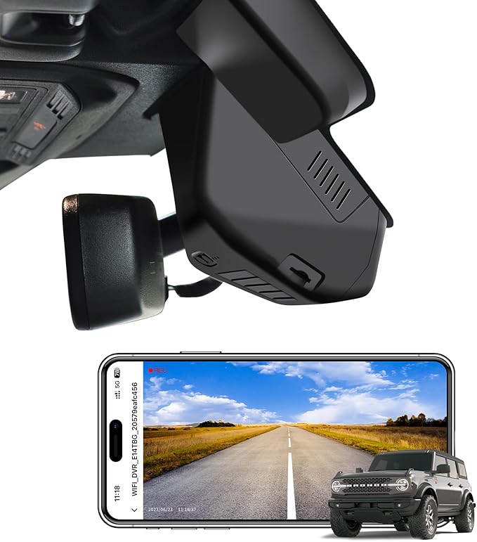 Mangoal 4K Dash Cam Fit for Ford Bronco 2025 2026(Model B), Does Not Fit Ford Bronco Sport, WiFi & App, 64GB Card