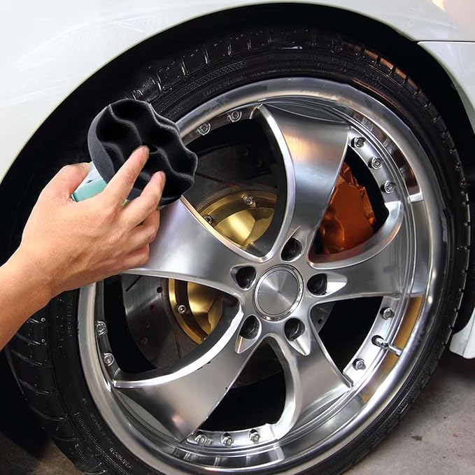 Flow Tire Shine Applicator with Reservoir - No-Drip, Streak-Free, Reusable Detailing Sponge for Car Care