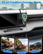 PZK Car Phone Holder for Ford Maverick 2022 2023 2024 Accessories with Strong Magnetic 15W Fast Wireless Charger Magsafe Car Phone Mount with Cubby Stroage Box Trunk Dash Mount 360° Rotation
