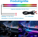 HMYC Dream Color Acrylic Interior Car Lights, 2 Pieces 75cm/29.5inch 128 Colorful Car LED Strip Light RGB Fiber Optic Rainbow Ambient Lighting bar, Universal Decoration Dynamic Atmosphere Neon Lights