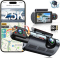 3 Channel Dash Cam with WiFi & GPS, Front and Rear/Inside, Voice Control 4K/2.5K+1080P+1080P Triple Dash Camera for Cars, 3" IPS Touch Screen, Free 32GB Card