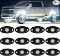 White Rock Light 12pods 6000k Pure White Led Rocks Lights kit Ip68 Waterproof 47inch Extension Wires for ATV Rv Utv SUV Offroad Pickup Trucks Golf Boat Cars Trailer Fender Underglow Lighting (White)