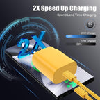 Essri Type C Charger Fast Charging for Samsung Galaxy S25/S24/S23/S22/Note 20,4Pack 25W Super USB C Fast Charger Block with (6ft+10ft) x2 Cables for iPhone 15/16 Pro Max/Plus, Android Phones-Yellow